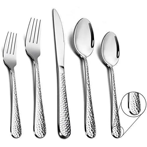 Produktbild: TEAMFAR Besteck Set, 60-teilig Edelstahl Besteckset Essbesteck Set Service für 12 Personen, Hammergriff Tafelbesteck mit Messer Gabel Löffel, Hochglanzpoliert & Spülmaschinengeeignet
