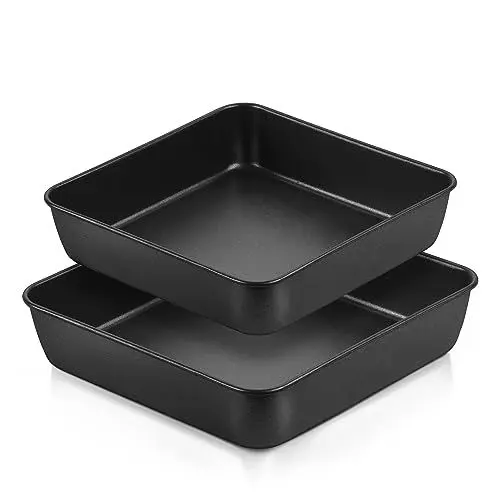 Produktbild: TEAMFAR Eckig Kuchenform, Edelstahl Quadratische Auflaufform Backform 2er Set mit Antihaftbeschichtung, 21cm & 23,5cm Brownie Backformen mit Flachboden, Einteilige, Gesund & Ungiftig