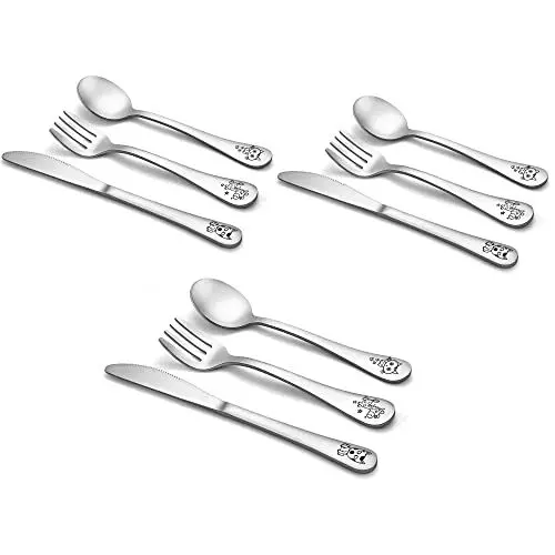 Produktbild: TEAMFAR Kinderbesteck, 9-teilig Edelstahl Poliert Kinderbesteck Set für Kleinkind, Kleiner Löffel Messer Gabel Set, ungiftig & Gesund, Spülmaschinengeeignet