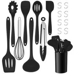 Produktbild: TEAMFAR Küchenhelfer Set, 17 Stück Silikon Küchenutensilien Kochbesteck Set, Hitzebeständiger Schwarz Kochutensilien mit Utensilienhalter, Giftfrei & Geruchsfrei, Antihaft & Spülmaschinenfest