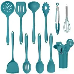Produktbild: TEAMFAR Silikon Küchenhelfer, 11 Stück Antihaft Küchenset Küchenutensilien Set mit Utensilienhalter, Hitzebeständiger Kochbesteck Kochutensilien für Kochen Backen, Gesund & Leicht zu Reinigen, Blau