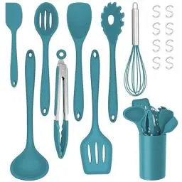 Produktbild: TEAMFAR Silikon Küchenhelfer Set, 17 Stück Küchenutensilien Kochbesteck Set, Hitzebeständiger Antihaft Kochutensilien & Utensilienhalter & 8*S Hook, Spülmaschinenfest, Giftfrei & Geruchsfrei, Balu