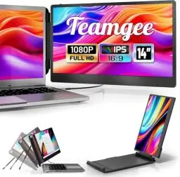 Produktbild: Teamgee Tragbarer Monitor für Laptop - 14'' FHD Portable Monitor - Bildschirm für 13''-17'' Mac Windows Chrome - USB-C & HDMI