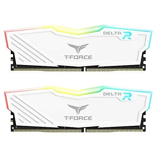 Produktbild: TEAMGROUP Team T-Force Delta RGB DDR4 Gaming Memory, 2 x 8 GB, 3600 MHz, 288 Pin DIMM, White