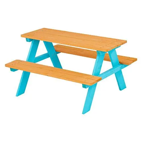Produktbild: Teamson Kids Kinder Garten Picknicktisch & Stuhl Set Holz/Benzin TK-KF0002