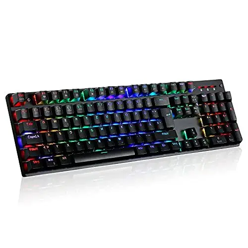 Produktbild: teamwolf Mechanische Gaming Tastatur QWERTZ Deutsches Layout Rote Schalter RGB 105 Volltasten Anti-Ghost Professionelle Tastaturen Linear