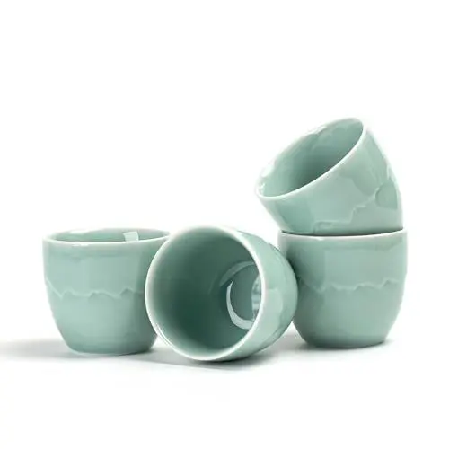 Produktbild: TEANAGOO Japanische Teetasse,5,6Oz/160ml,Celedon Blau,H26,4 Stück/Karton,Japanische Tassen,Chinesische Teetassen,Besetztes Japan Teetassen,Asiatische Teetassen ohne Henkel,Teetasse Keramische Tasse