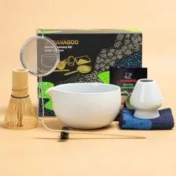 Produktbild: TEANAGOO Matcha Set | Matcha Tea Set | Matcha Schale |matcha Besen set|Matcha Schüssel mit Ausgießer Bambus Matcha Whisk-7 Stück Matcha Whisk Sets für Matcha Maker,N3, Hellgrau