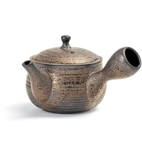 Produktbild: TEANAGOO Keramik-Teekanne mit Aufgießer für losen Tee | Große Seitengriff-Teekannen/Japanische Kyusu (21 Oz) mit Steeper | Chinesische Teekannen für Porzellan-Teekannen-Set VP-8 Braun-Bronze