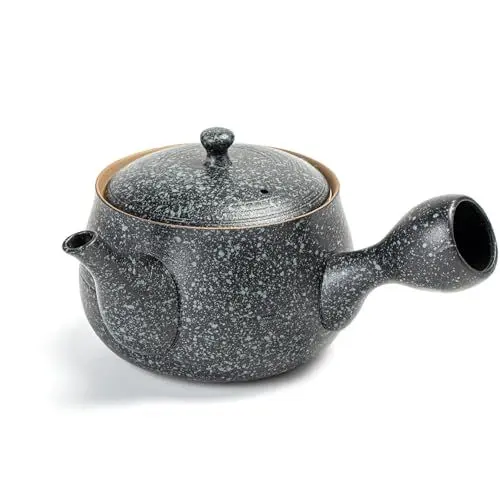 Produktbild: TEANAGOO Keramik-Teekanne mit Aufgüssen für losen Tee | Große Seitengriff-Teekannen/Japanischer Kyusu (21 oz) mit Steeper |Chinesische Teekannen für Teeparty Porzellan-Teekannen-Set VP2,Rock Black