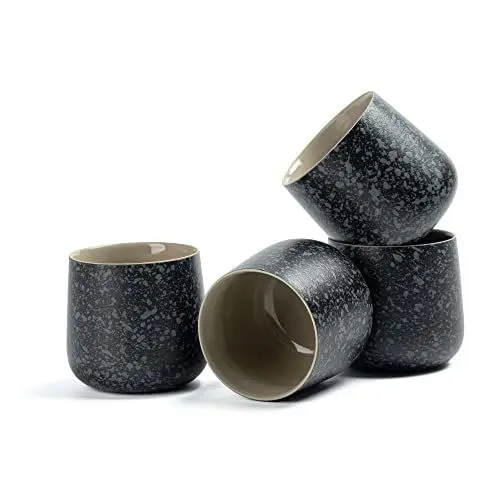 Produktbild: TEANAGOO Keramische japanische Teetasse, 7,2Oz / 205 ml, Charcoal Grey, H17, 4 Stück/Karton, Besetztes Japan Teetassen, Chinesische Teetasse, Asiatische Teetassen, Asiatische Teetassen ohne Henkel