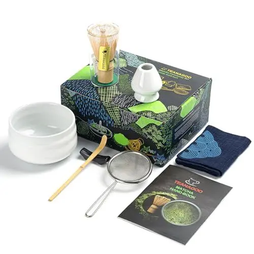 Produktbild: TEANAGOO Matcha Set Matcha Schneebesen Matcha Kit Matcha Schüssel Matcha Schneebesen (Chasen) Schaufel (Chashaku) Matcha Schneebesen Halter Tee Making Kit TG-N10 Matcha Grüntee Pulver Kit Matcha Tee…