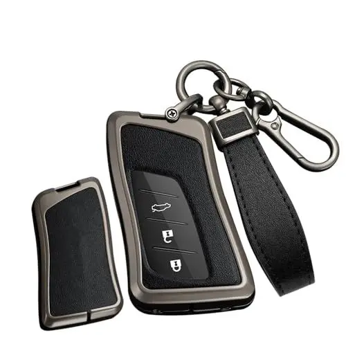 Produktbild: TECART Leder Smart Autoschlüssel Hülle Passt für Lexus UX200 UX250h UX260h ES200 ES260 ES300h ES350 LS500H LX570 RX450h Tragbar Schutzhülle Schlüssel Zubehör 3 Taste B Schwarz Schwarz