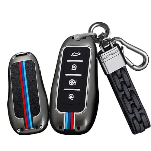 Produktbild: TECART Smart Autoschlüssel Hülle passt für Xpeng passt für Xpeng Schlüsselhülle Schutzhülle Cover für Xiaopeng G3520 G3 P7 18 Metal Schutzhülle Schlüsselcover Zubehör Schlüsseletui 4 Taste Schwarz A