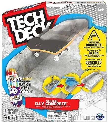 Produktbild: Tech Deck Concrete - Fingerboard-Rampe zum Selberbauen aus wiederverwendbarem Beton-Material, mit Fingerboard von Enjoi, ab 6 Jahren