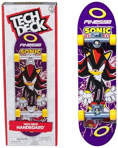 Produktbild: Tech Deck, Finesse und Sonic The Hedgehog Handboard, Mini-Skateboard für Tricks mit den Händen, original Skate- und Lizenz-Grafiken, ab 6 Jahren, Nicht zum Draufstellen geeigent