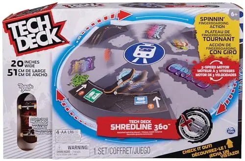 Produktbild: Tech Deck - Shredline 360, motorisierter, sich drehender Finger-Skatepark (Durchmesser: 51 cm) für endloses Skaten - tolles Zubehör inkl. Fingerboard, ab 6 Jahren