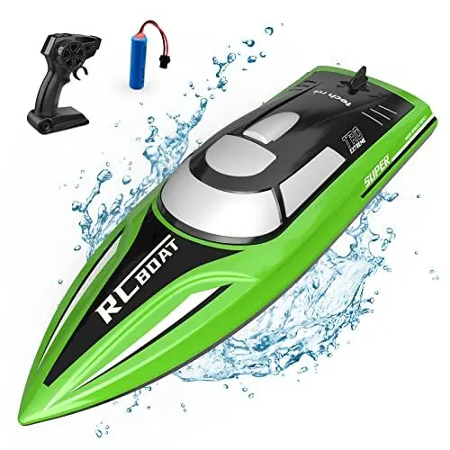 Produktbild: tech rc Ferngesteuertes Boot, RC Boot für Pool und Meer mit 2.4Ghz Fernsteuerung，Nie-Kentern Geschwindigkeit Speedboot 12km/h, Poolspielzeug RC Boat für Kinder ab 8