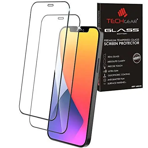 Produktbild: TECHGEAR 2 Stück 3D Schutzfolie kompatibel mit iPhone 12, iPhone 12 Pro (Vollbild-Klebstoffe) (Voll Bildschirm) Gehärtetem Glas Displayschutzfolie Guard Cover Kompatibel mit iPhone 12/12 Pro