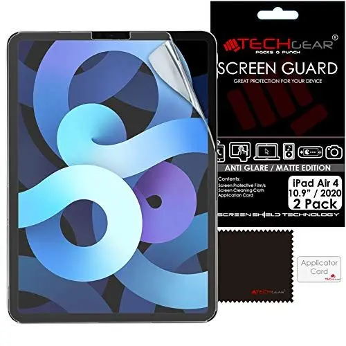 Produktbild: TECHGEAR 2 Stück Anti Glare Matt Displayfolie Kompatibel mit iPad Air 4 (2020 4. Generation) Matt Displayfolie, Matte Anti Glare Blendschutz Schutzfolie für iPad Air 4 10.9 Zoll