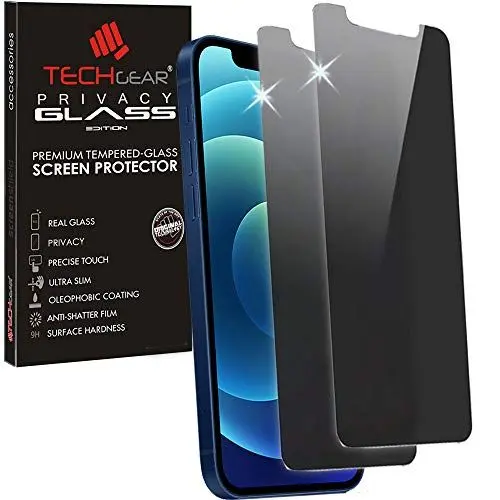 Produktbild: TECHGEAR 2 Stück Anti Spy Schutzfolie kompatibel mit iPhone 12 Mini - Anti Spy PRIVACY Privatsphäre Schutzfolie Edition Displayschutzfolie aus gehärtetem Glas