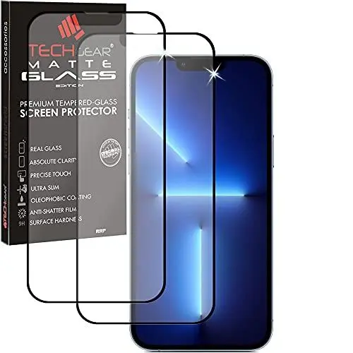 Produktbild: TECHGEAR 2 Stück Matt Schutzfolie Glas kompatibel mit iPhone 13 Mini - Blendschutz Anti Glare 3D Schutzfolie Glas Auflage Full Screen (Vollbildschirm) Matte Schutzfolie Glas