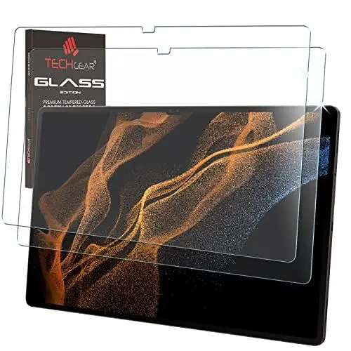 Produktbild: TECHGEAR 2 Stück Schutzfolie Galaxy Tab S8 Ultra 14,6 2022 (SM-X900/X906) Schutzfolie, Displayschutz folie aus gehärtetem Glas (9H Härte) (Crystal Clarity) kompatible mit Samsung Galaxy Tab S8 Ultra