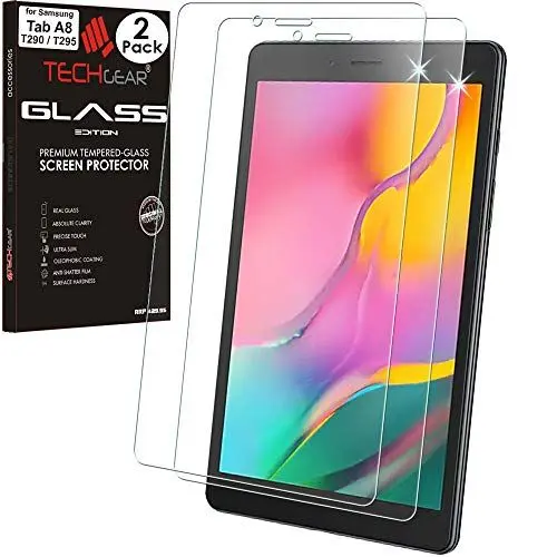 Produktbild: TECHGEAR 2 Stück Schutzfolie kompatible mit Samsung Galaxy Tab A 8.0 Zoll 2019 (SM-T290 /SM-T295) - Displayschutzfolie aus gehärtetem Glas (9H Härte) (Crystal Clarity)