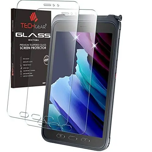 Produktbild: TECHGEAR 2 Stück Schutzfolie kompatible mit Samsung Galaxy Tab Active 3 8 (SM-T570 / T575 / T577) Schutzfolie Displayschutz folie aus gehärtetem Glas (9H) (Crystal Clarity)