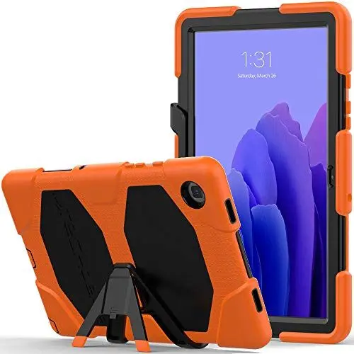 Produktbild: TECHGEAR G-Shock Hülle Kompatibel mit Samsung Galaxy Tab A7 10.4 2020 (SM-T500 / T505) Stoßfest Robuste Schutzhülle mit abnehmbaren Ständer & eingebauter Bildschirm - Schule, Kids, Bauherr - Orange