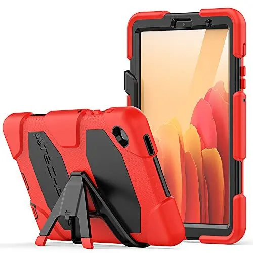 Produktbild: TECHGEAR G-Shock Hülle Kompatibel mit Samsung Galaxy Tab A7 Lite 8.7 2021 (SM-T220/T225) Stoßfest Robuste Schutzhülle mit abnehmbaren Ständer & eingebauter Bildschirm - Schule, Kids, Bauherr - Rot