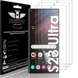 Produktbild: TECHGEAR Galaxy S23 Ultra Schutzfolie, (3 Stück) (Screen Angel Edition) Displayschutz Kompatibel mit Samsung Galaxy S23 Ultra (Blasenfrei) (Vollständige Abdeckung) TPU Displayschutz folie