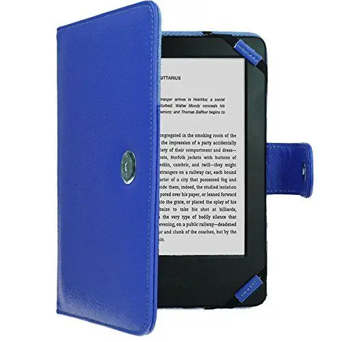 Produktbild: TECHGEAR Hülle für Amazon Kindle eReader, Kindle Paperwhite Folio Hülle aus PU Leder mit Magnetverschluss passt Kindle eReader (6,0 Zoll) (4 bis 10 alle Generationen) Case mit Bildschirmschutz -Blau