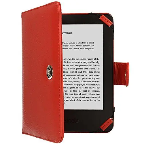 Produktbild: TECHGEAR Hülle für Amazon Kindle eReader, Kindle Paperwhite Folio Hülle aus PU Leder mit Magnetverschluss passt Kindle eReader (6,0 Zoll) (4 bis 10 alle Generationen) Case mit Bildschirmschutz -Rot