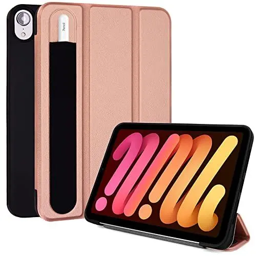 Produktbild: TECHGEAR Hülle iPad mini 7 / Mini 6 (7. / 6. Generation 8,3 Zoll) (Apple-Bleistift-kompatibel) Smart Schlanke Trifold Stand Schutzhülle mit Eckenschutz (Automatische Ruhe/Aufwachfunktion) -Rosé Gold