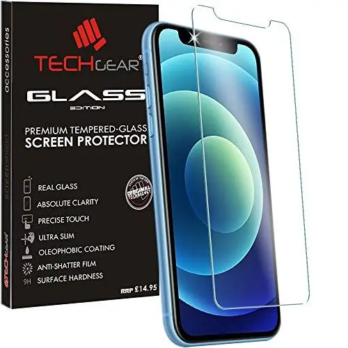 Produktbild: TECHGEAR Schutzfolie kompatibel mit iPhone 12, iPhone 12 Pro - Displayschutzfolie aus gehärtetem Glas (9H Härte) (Crystal Clarity) (Kratzfest) (Nein-Bläschen) kompatible mit iPhone 12, iPhone 12 Pro