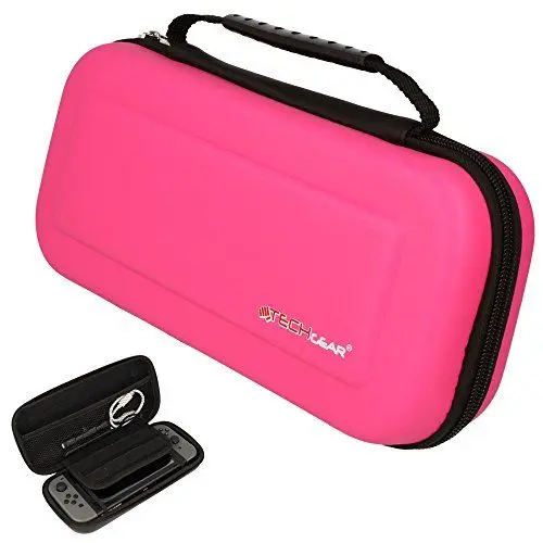 Produktbild: TECHGEAR Tasche Nintendo Switch, Nintendo Switch OLED Schutzhülle - Hard Schutz Carry Reisen und Speicherung hülle Cover - Tragetasche für Joy-Con Controller, Spiel Karten, Zubehör (Rosa)