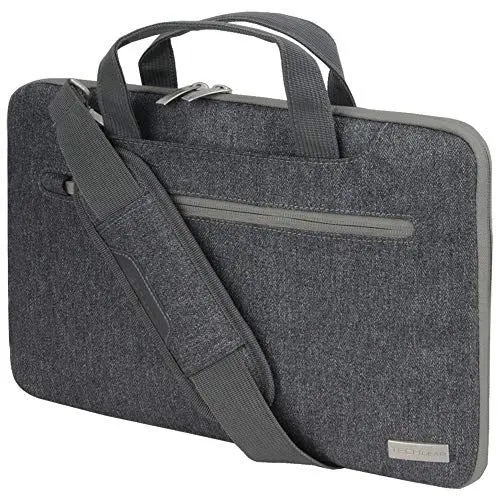 Produktbild: TECHGEAR Tasche für 12,8-13,3 Laptops - Tragbare Multifunktions Laptop hülle mit verstellbarem Schultergurt, Gepäckriemen und unterdrückbaren Griffen, Tragbarer Organizer Case mit Taschen - Grau