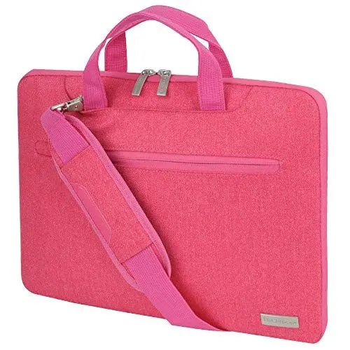 Produktbild: TECHGEAR Tasche für 14-14,6 Laptops - Tragbare Multifunktions Laptop hülle mit verstellbarem Schultergurt, Gepäckriemen und unterdrückbaren Griffen, Tragbarer Organizer Case mit Taschen - Rose