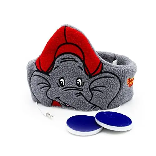 Produktbild: Technaxx Blümchen Stirnband-Kopfhörer, Schlafmaske für Kinder dem Zeichentrickheld - Bequem durch weichen Fleece, Kein Druck auf den Ohren - Lautstärkebegrenzung - Ideal für Reisen, 1 Stück (1er Pack), Grau