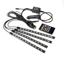 Produktbild: Technaxx KFZ-Innenraumbeleuchtung TX-140 - bunte Farben, LED, dimmbar, Musiksteuerung, Diskolicht, Fussraumbeleuchtung, Autozubehör, Tuning