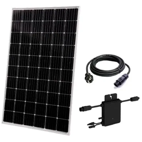 Produktbild: Technaxx Solar Balkonkraftwerk komplett Set 300W TX-212 - Solaranlage für Balkon, Terrasse usw mit einem 325W Monokristallin Panel, Mikro Wechselrichter & 5m Anschlusskabel - MPP-Tracking, VDE konform