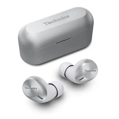 Produktbild: Technics EAH-AZ40E-S In-ear Kopfhörer Bluetooth, bequemer Kopfhörer mit integriertem Mikrofon, anpassbare Passform, bis zu 7,5 Stunden Wiedergabe, Silber
