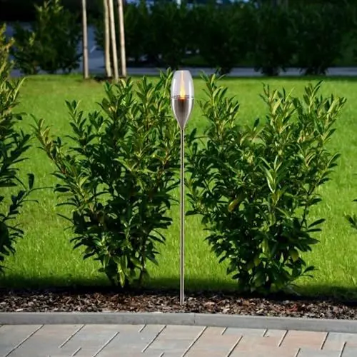 Produktbild: technik@all LED-Solar Gartenfackel 'Lago di Garda', Edelstahl, 210 x 90 cm, mit Wasserablauf, winterfest