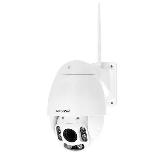 Produktbild: TechniSat Außenkamera 2 – Outdoor IP Kamera (Full-HD Überwachungskamera mit 4-Fach optischem Zoom, 60 m Nachtsicht, Schwenk-/Neigefunktion, IP65 wetterfest, WLAN/LAN, kompatibel mit FOSCAM App)
