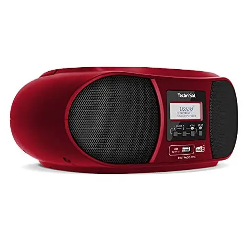 Produktbild: TechniSat DIGITRADIO 1990 - Stereo-Boombox mit DAB+/UKW-Radio und CD-Player (Bluetooth-Audiostreaming, Kopfhöreranschluss, USB, AUX in, Ladefunktion, Uhr, 2 x 1,5 Watt Ausgangsleistung) rot