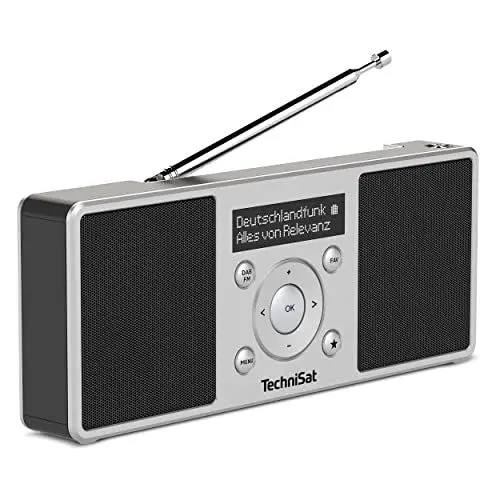 Produktbild: TechniSat DIGITRADIO 1 S - Tragbares Stereo DAB Radio mit Akku (DAB+, UKW, FM, Lautsprecher, Kopfhörer-Anschluss, Favoritenspeicher, OLED-Display, 2 W RMS) silber/schwarz