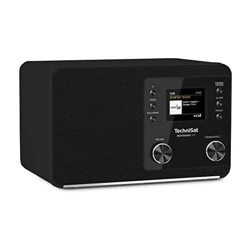 Produktbild: TechniSat DIGITRADIO 307 BT – DAB+ Radio mit BestTune (DAB, UKW, AUX in, Bluetooth-Audiostreaming, Kopfhöreranschluss, Favoritenspeicher, Wecker, Sleeptimer, Uhr-/Datumsanzeige, 5W RMS Mono) schwarz