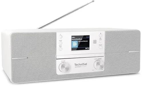 Produktbild: TechniSat DIGITRADIO 371 CD BT - Stereo Digitalradio (DAB+, UKW, CD-Player, Bluetooth, Farbdisplay, USB, AUX, Kopfhöreranschluss, Kompaktanlage, Wecker, 10 Watt, Fernbedienung), Weiß/Silber