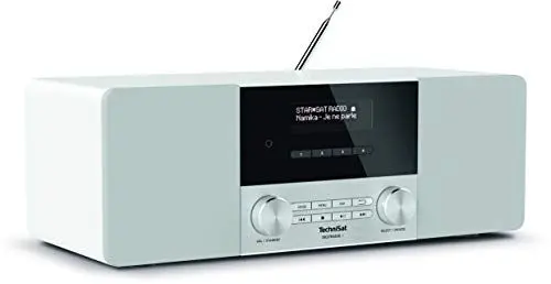 Produktbild: TechniSat DIGITRADIO 4 - Stereo DAB Radio (DAB+, UKW, Bluetooth-Audiostreaming (Empfang), Kopfhöreranschluss, AUX-Eingang, Radiowecker, OLED Display, 20 Watt RMS, Elac Lautsprecher) weiß